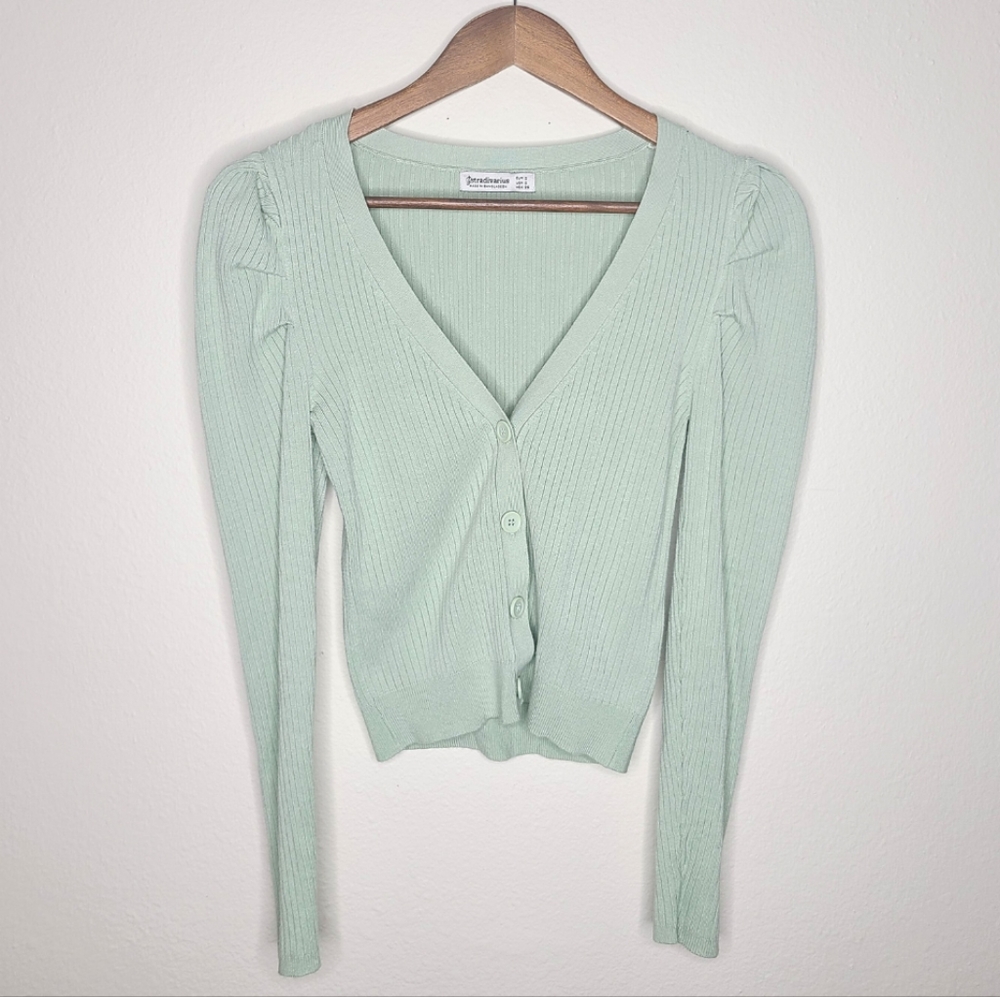 Stradivarius Light Green Knit Cardigan